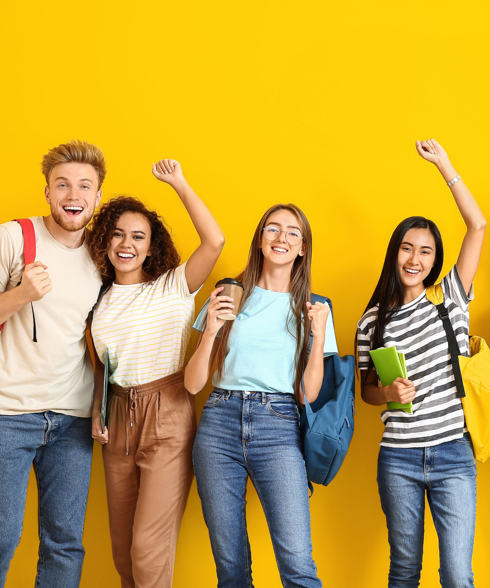 Group of young people celebrating.